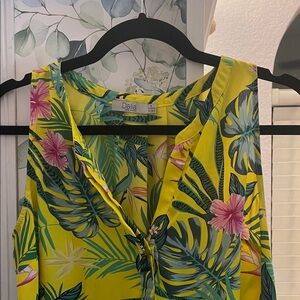 Dalia Yellow Tropical Print Top